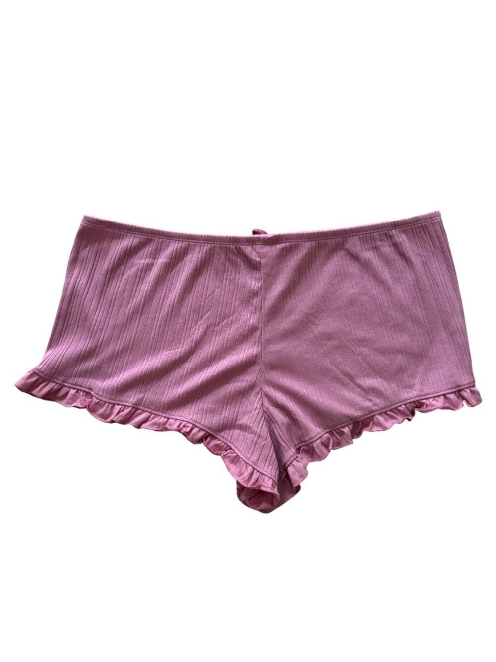 NWT Victoria's Secret Pink Shorts Ruffle Ribbed Soft Elastic Waist Size XL - Picture 2 of 6